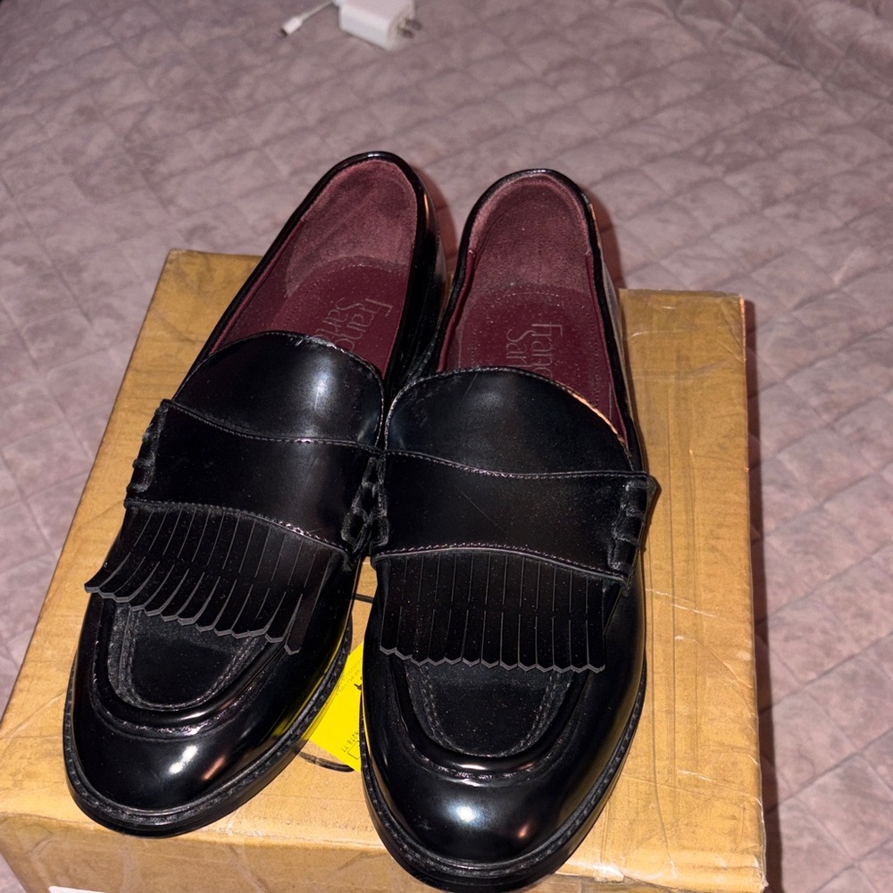 Franco Sarto Black Leather Tassel Loafers